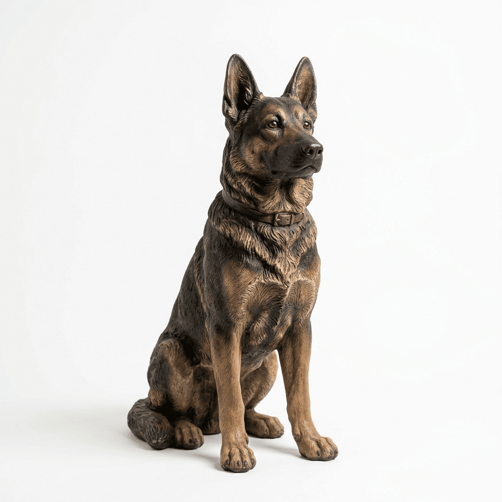 Estatua de Perro de Guardia de Yeso Pintado