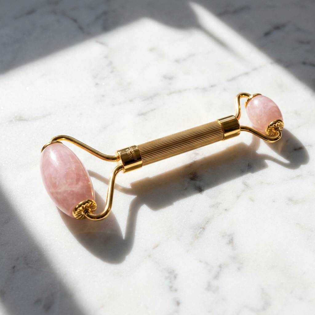 Massageador Facial Vibratório de Quartzo Rosa
