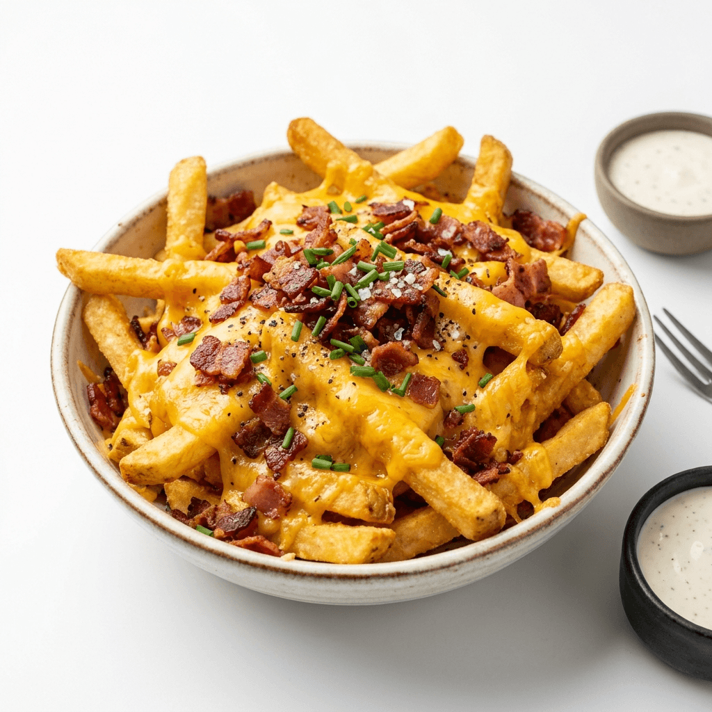 Batata Frita com Cheddar e Bacon